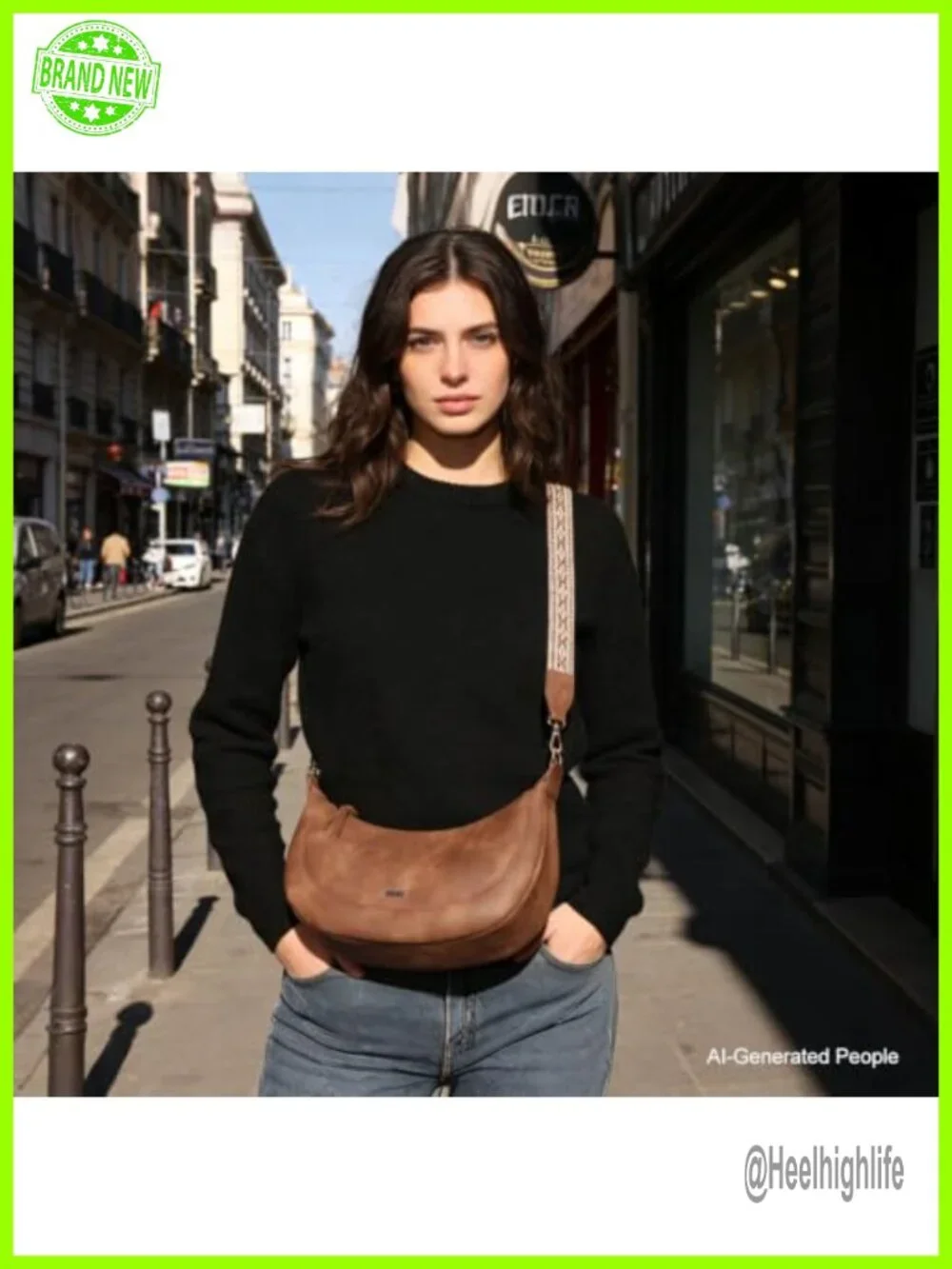 Boho Crescent Hobo Handbag Vegan Leather Crossbody Purse 4 Card Slots